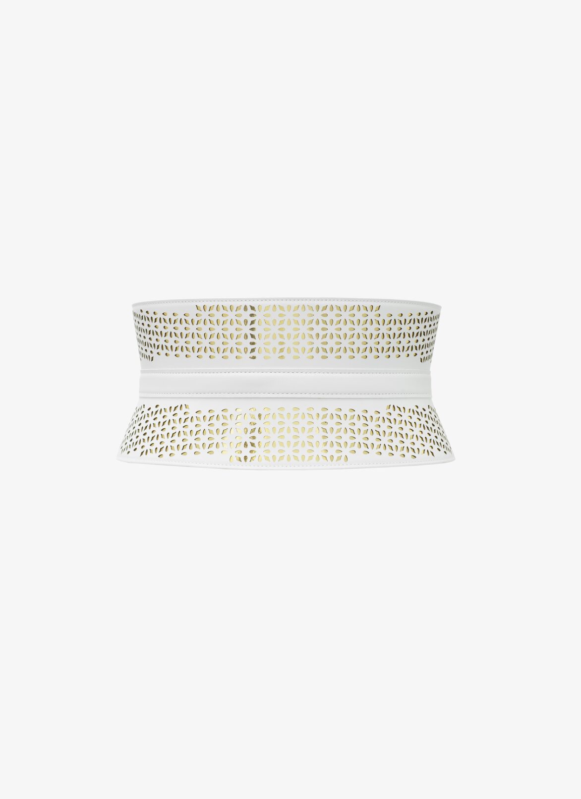 CORSET BELT CUIR LUX P.FLEUR + CM WHITE/GOLD ALAÏA WHITE/GOLD CORSET BELT CUIR LUX P.FLEUR + CM WHITE/GOLD